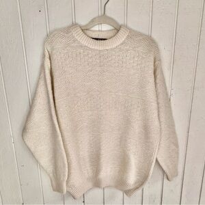 Men’s Fisherman Sweater 100% New Zealand Wool Ivory Size Large